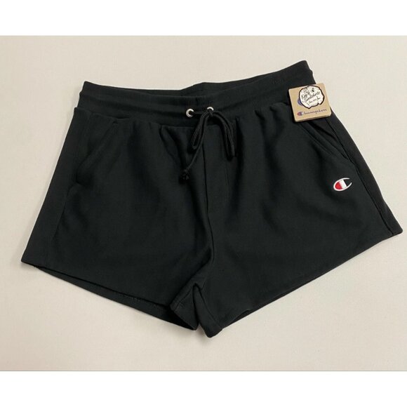 Champion Womens Reverse Weave Drawstring Ribbed Side Sweat Shorts Sz 2XL Black - Picture 1 of 9